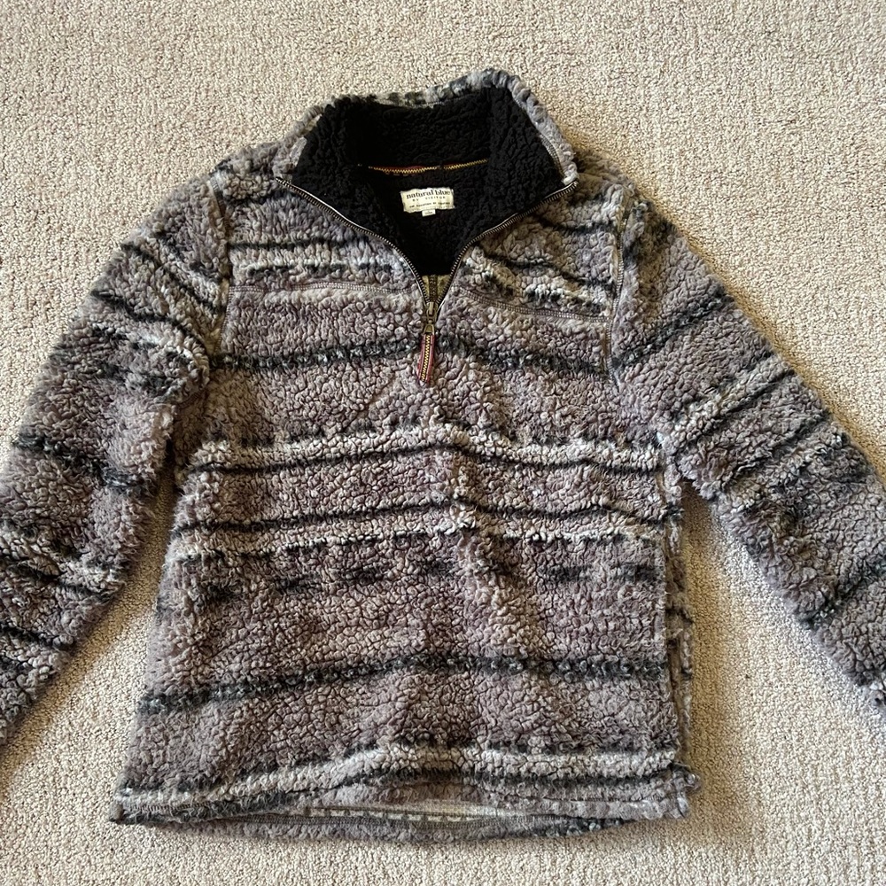 Natural Blue Sherpa Pullover